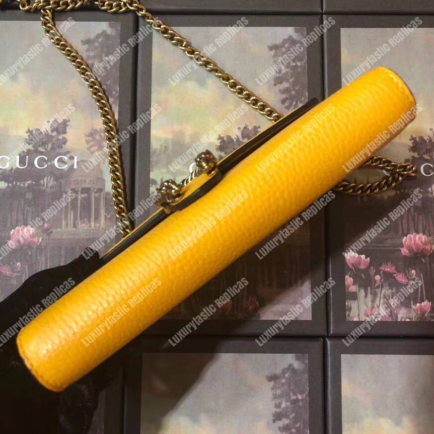 G*u*i calfskin garden dionysus chain wallet yellow with butterfly