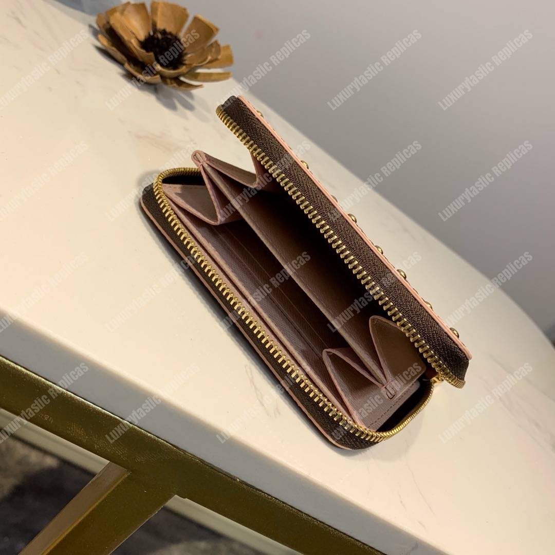 LV Zippy Coin Purse Damier Ebene Rose Ballerine Pink