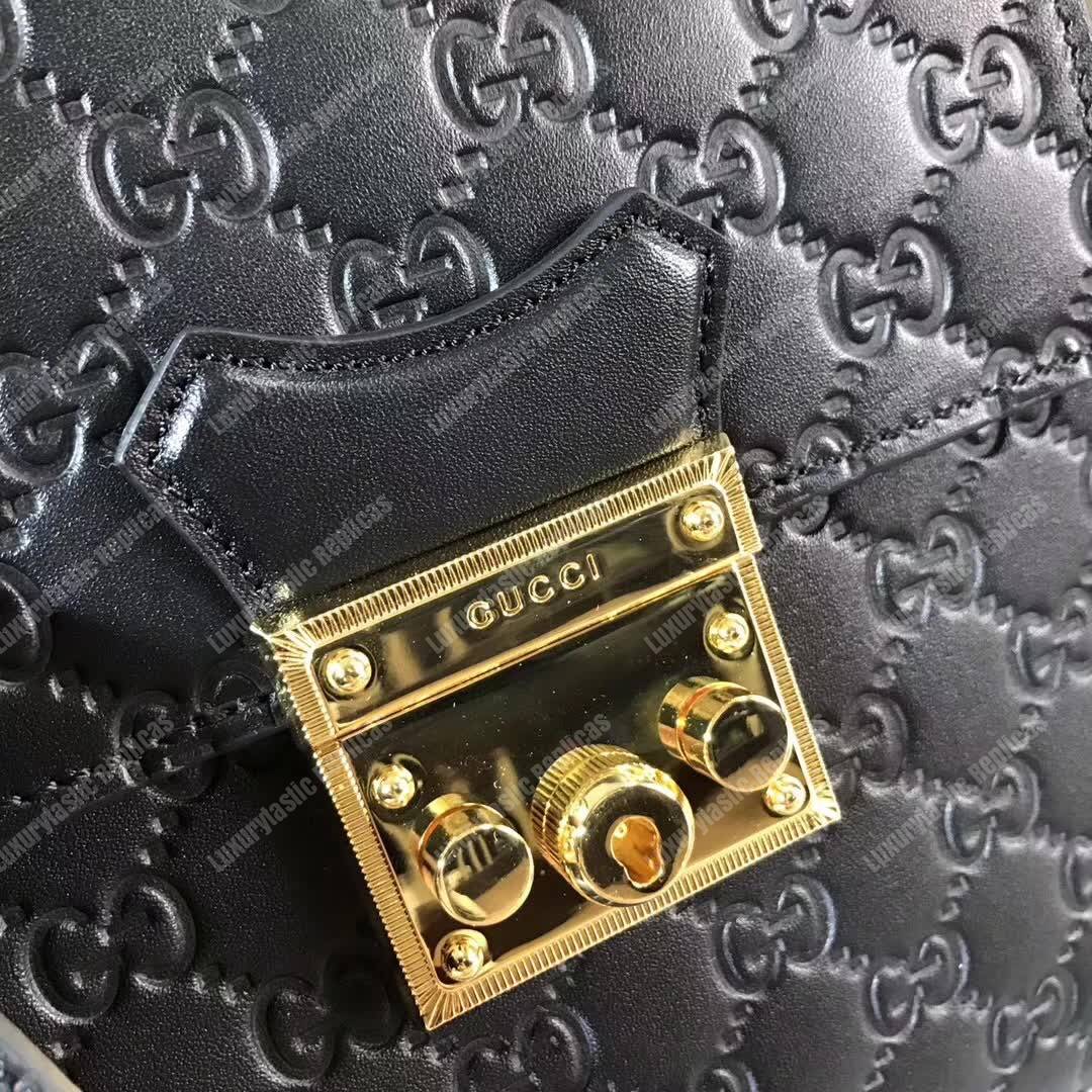 G*u*i padlock gg signature backpack black