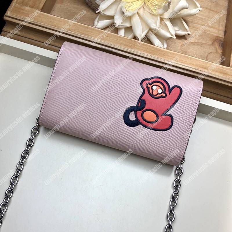 LV Special Edition Twist Chain Wallet Epi Leather in Rose Ballerine