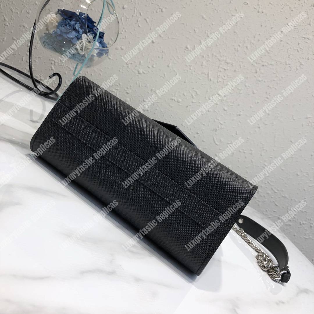 pra*a monoCh*0me saffiano leather bag black