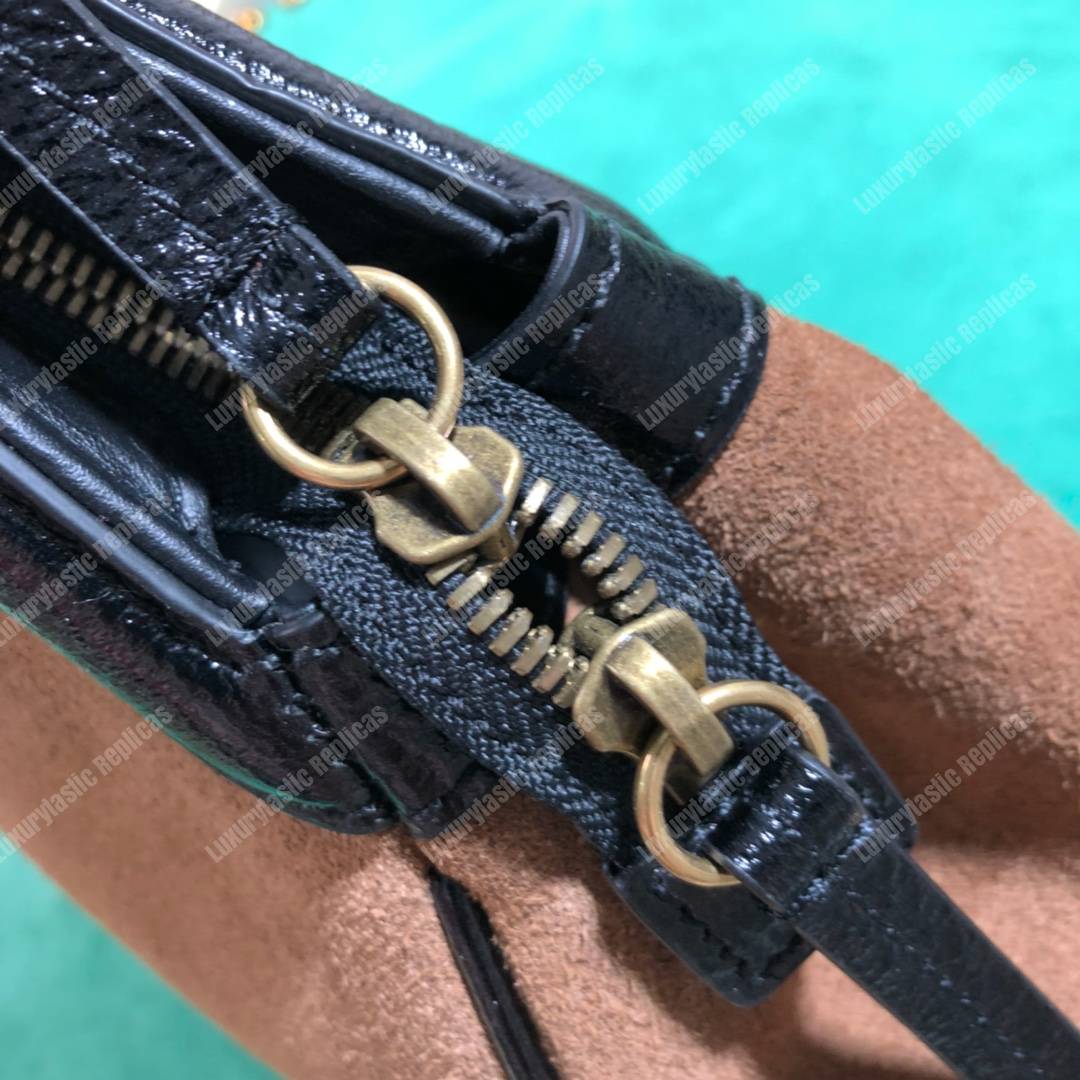 G*u*i re(belle) medium shoulder bag suede brown