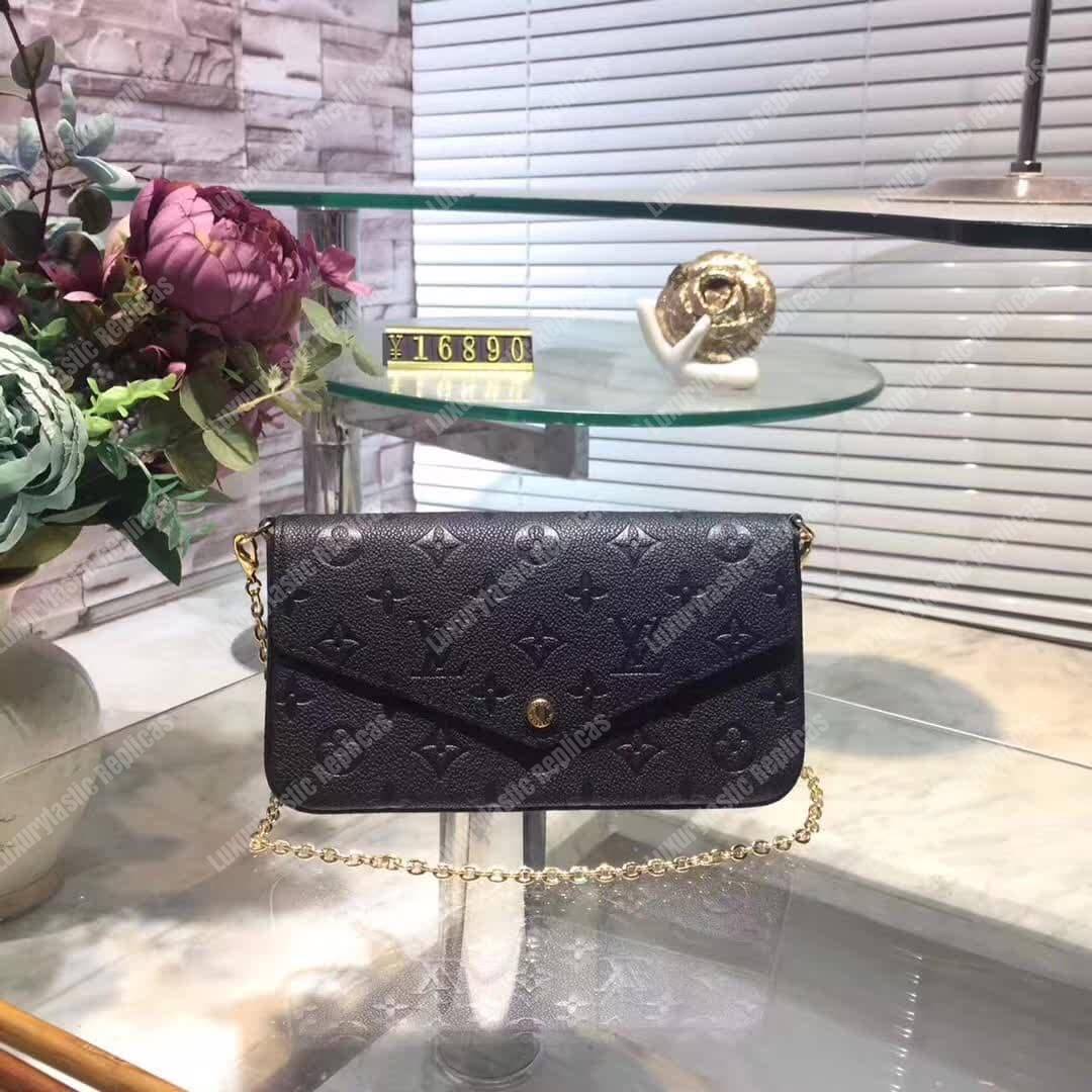 LV Pochette Felicie Bag Monogram Leather Noir