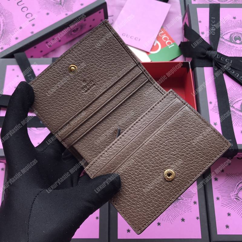 G*u*i queen margaret gg sup*e card case wallet brown
