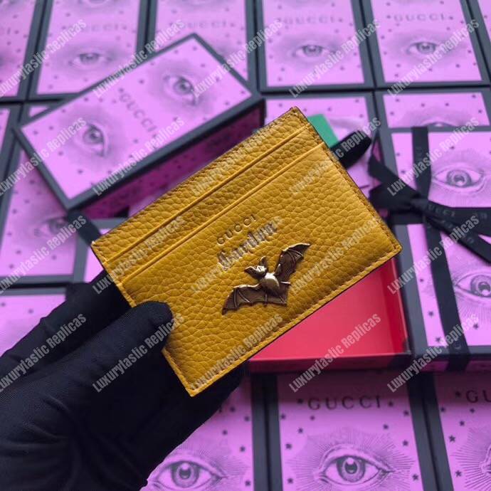 G*u*i garden leather card case yellow with bat