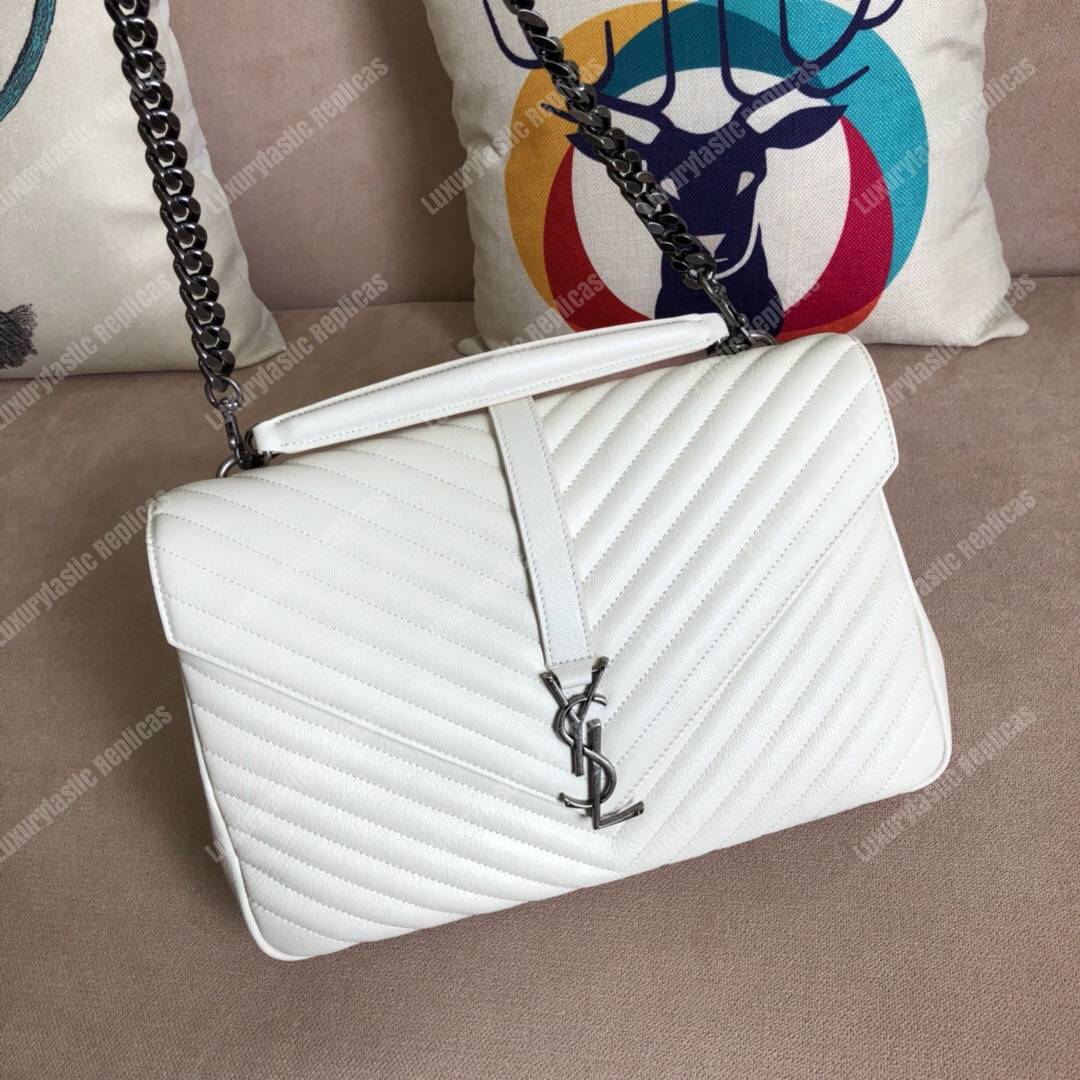 Saint Laurent Large College In White