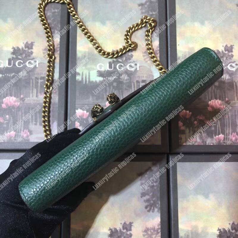 G*u*i calfskin garden dionysus chain wallet green with butterfly