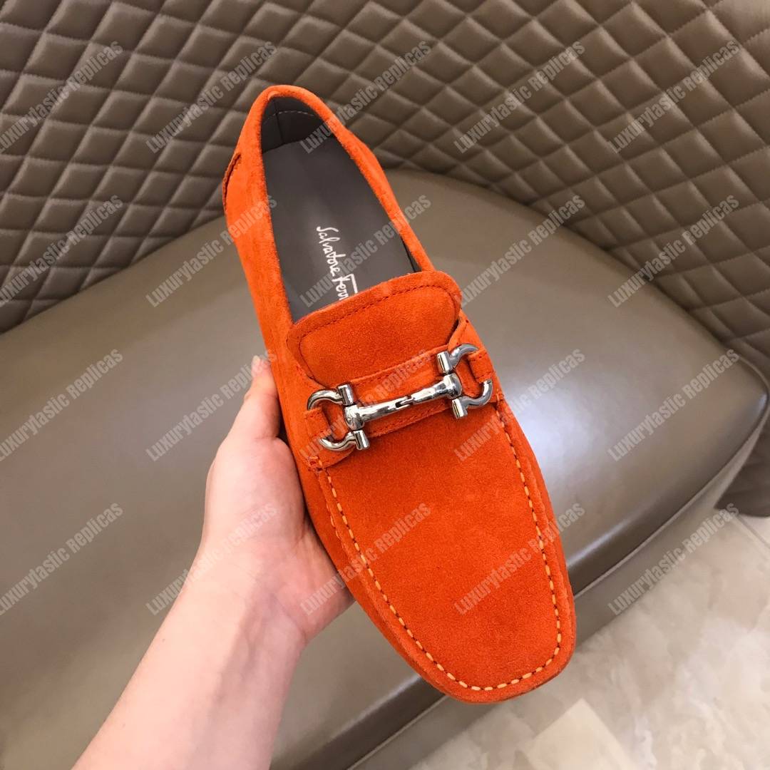 Salvatore Ferragamo Gancini Driving Shoe Orange