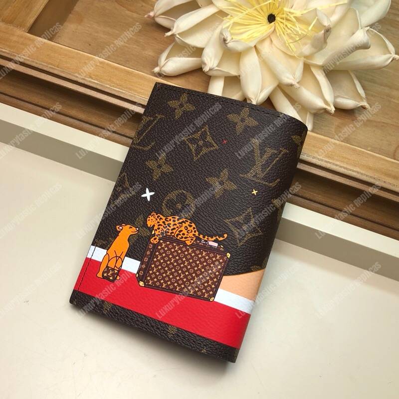 LV Passport Cover Monogram Lion and Cheetah