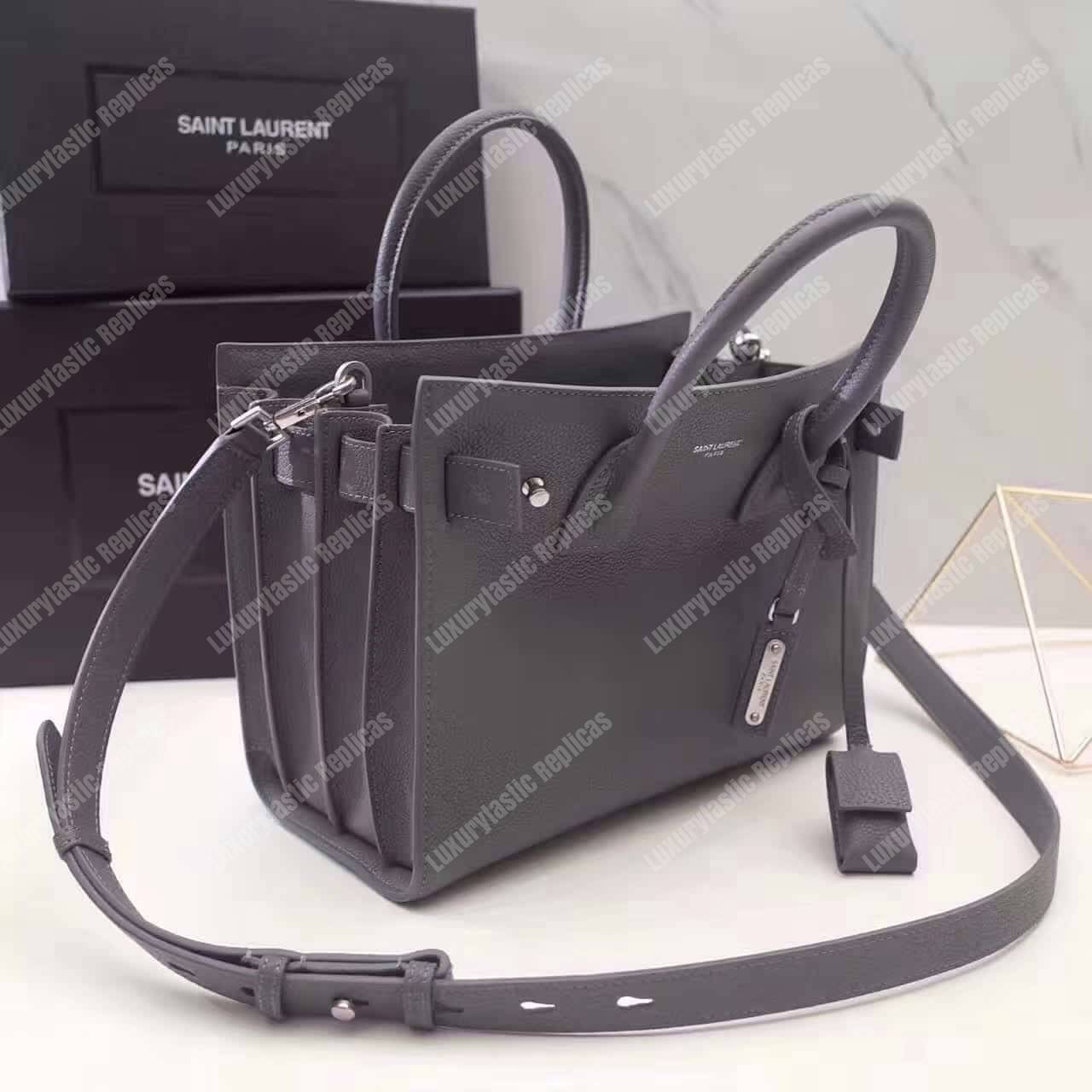 Saint Laurent Sac De Jour Baby Grained Leather Grey