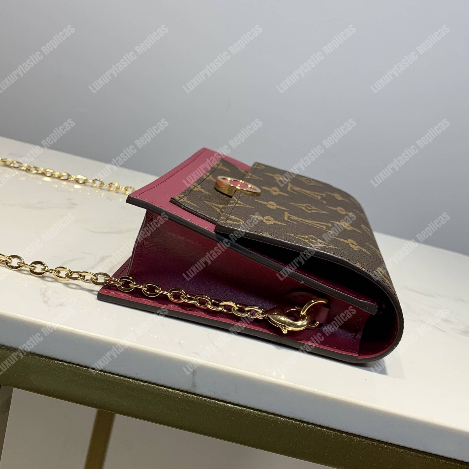 LV Flore Chain Wallet Fuschia