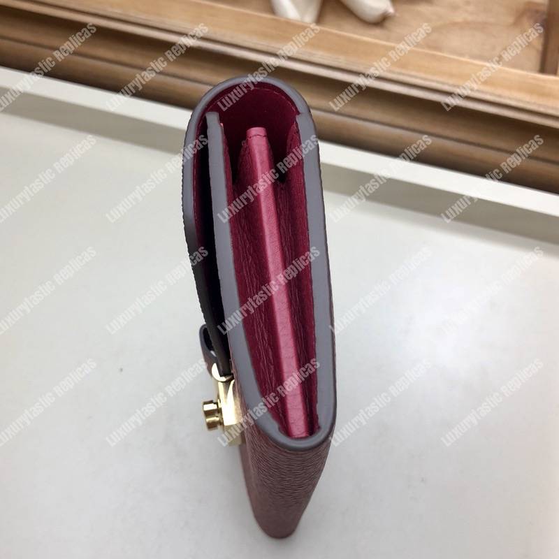 LV Croisette Wallet Damier canvas w/ grained leather Lie De Vin