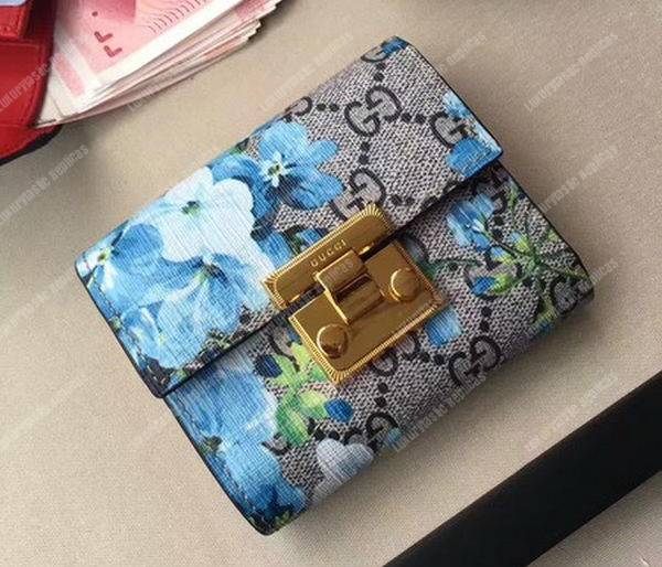 G*u*i gg blooms sup*e padlock wallet blue