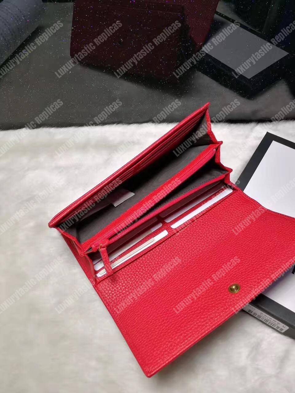 G*u*i gg leather continental wallet hibiscus red