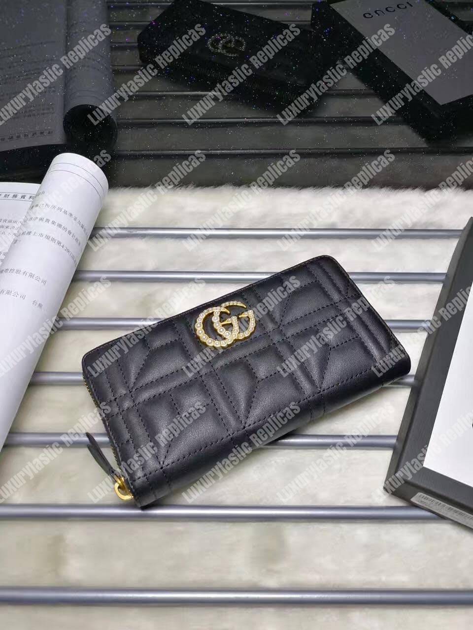 G*u*i gg marmont zip around wallet black