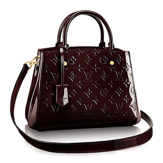 LV Montaigne BB Tote Bag Monogram Vernis Amarante