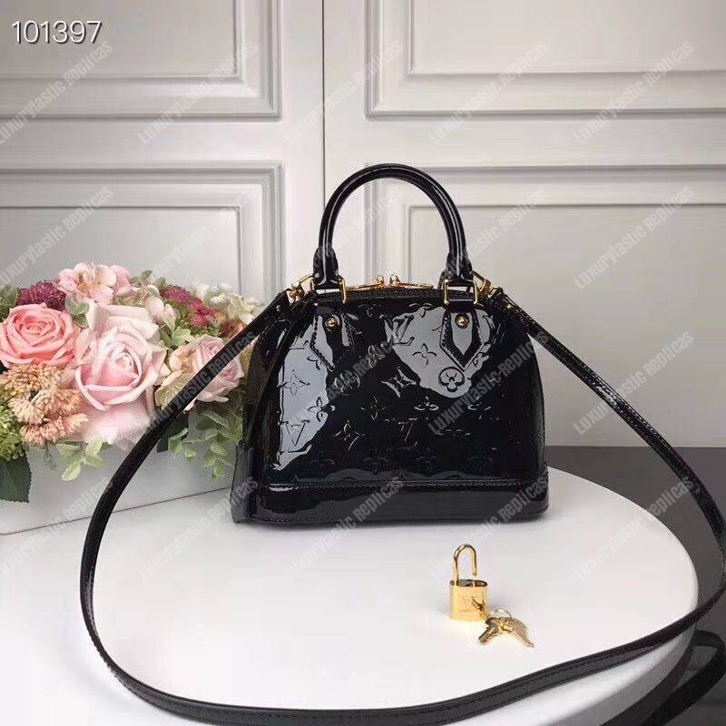 LV Alma BB Monogram Vernis Leather Noir