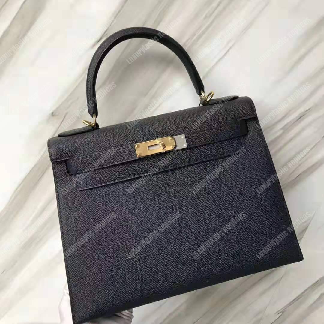 H**mes kelly 25 epsom black gold-toned hardware