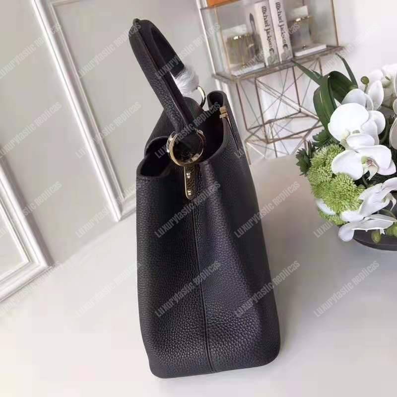 LV Capucines MM Taurillon Leather Noir Electric