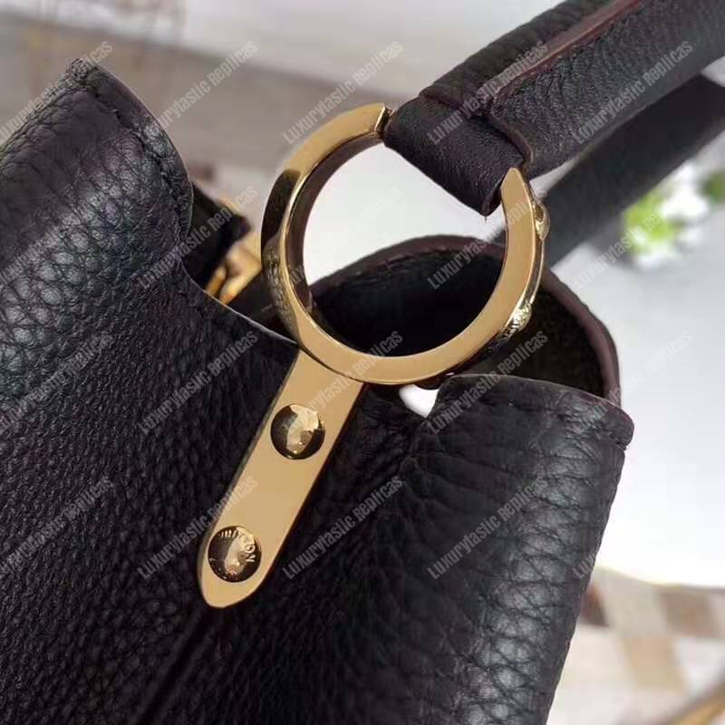 LV Capucines MM Taurillon Leather Noir Electric