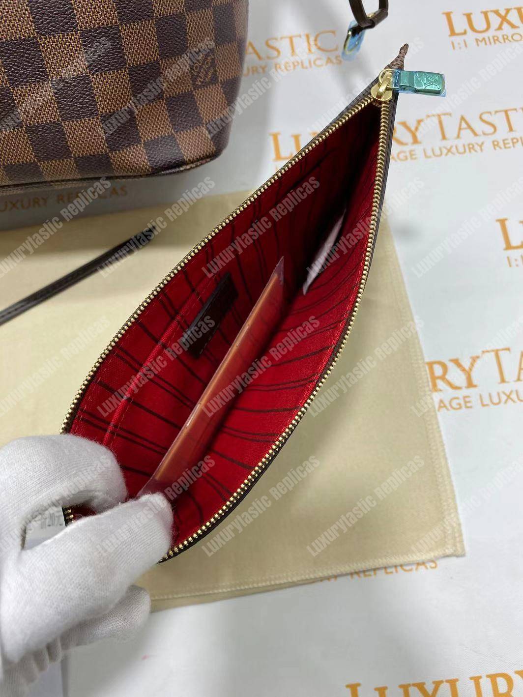 LV Neverfull MM Damier Ebene Cherise