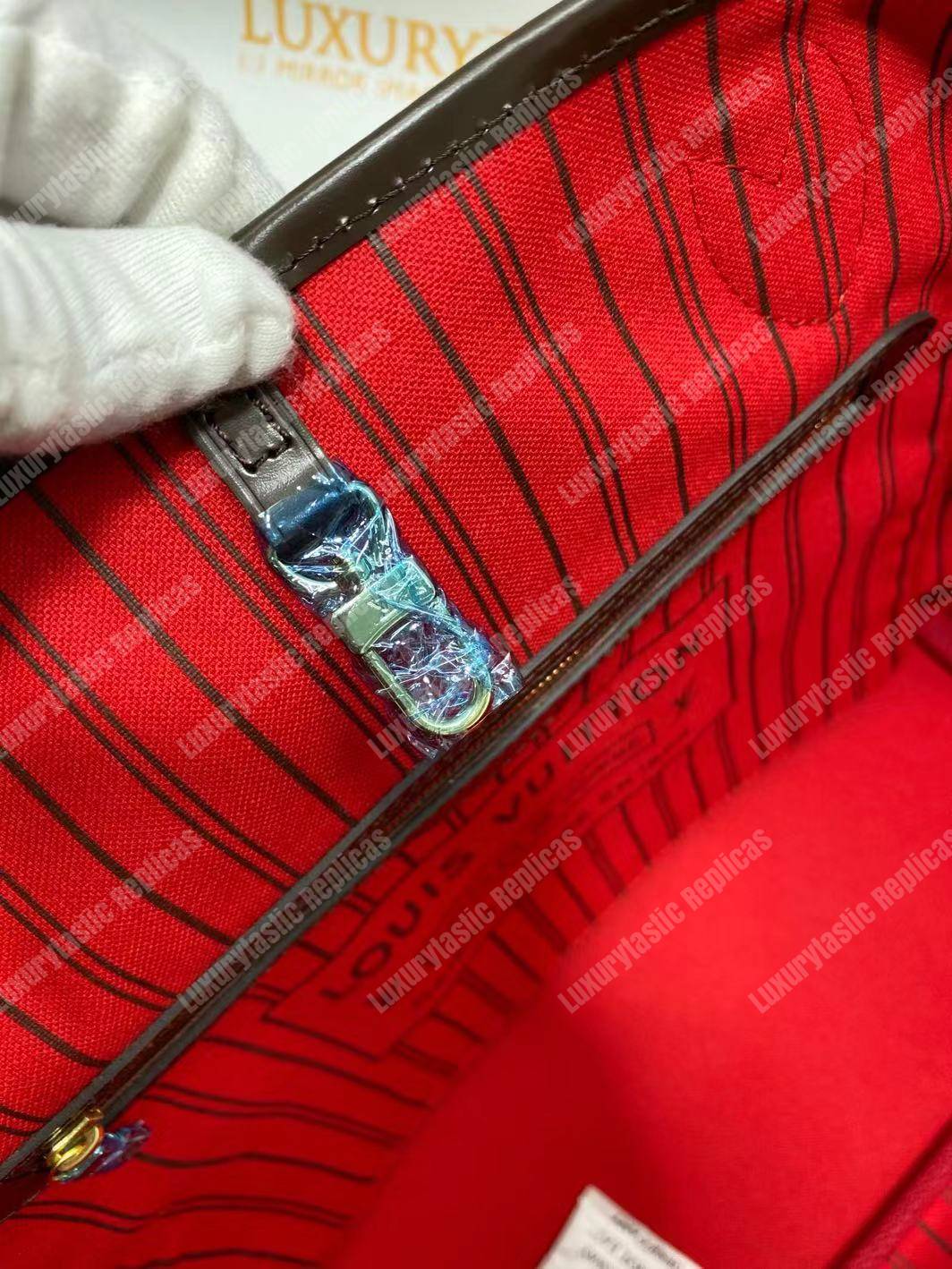LV Neverfull MM Damier Ebene Cherise