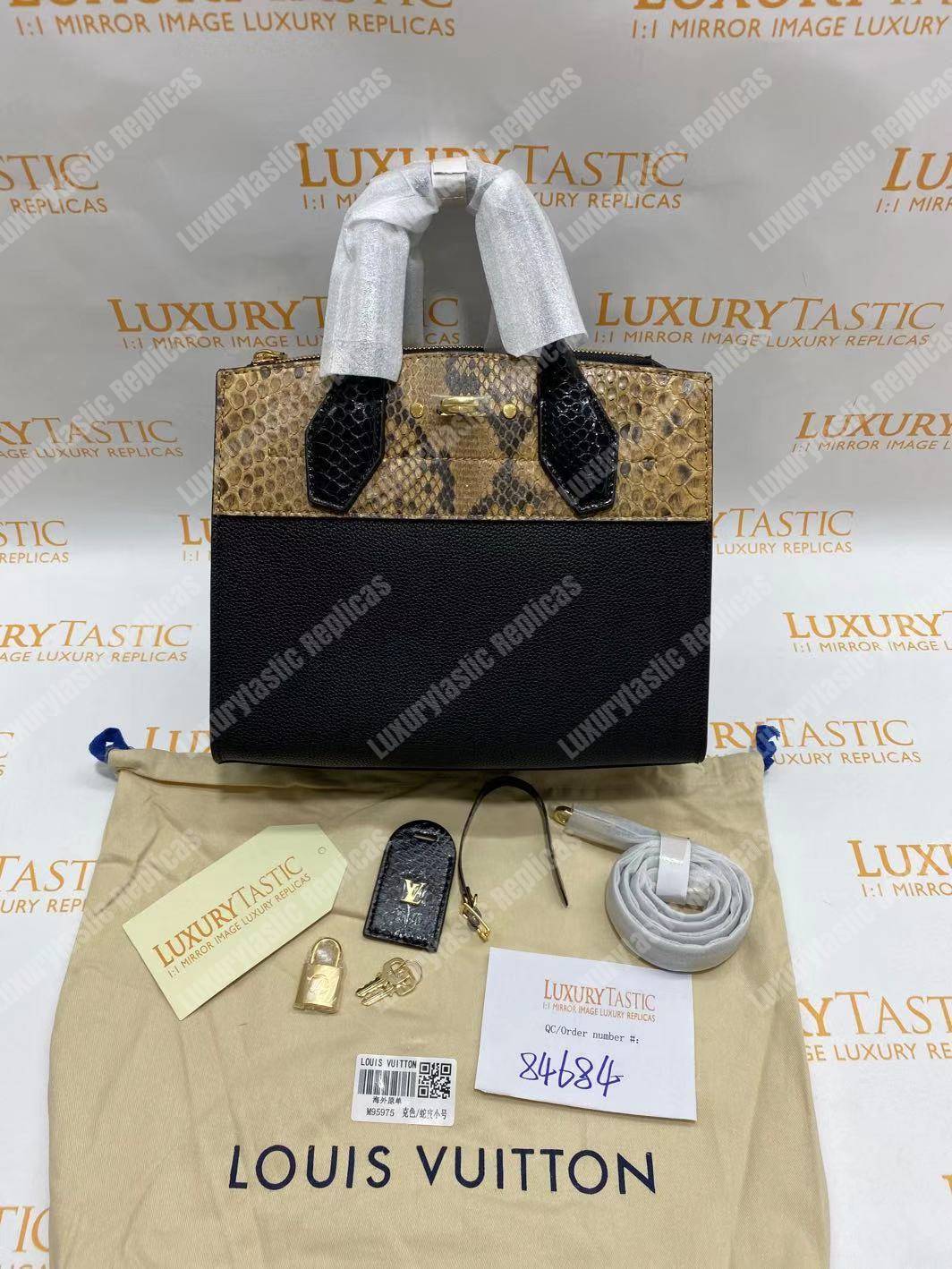 LV City Steamer PM Python Roccia Black