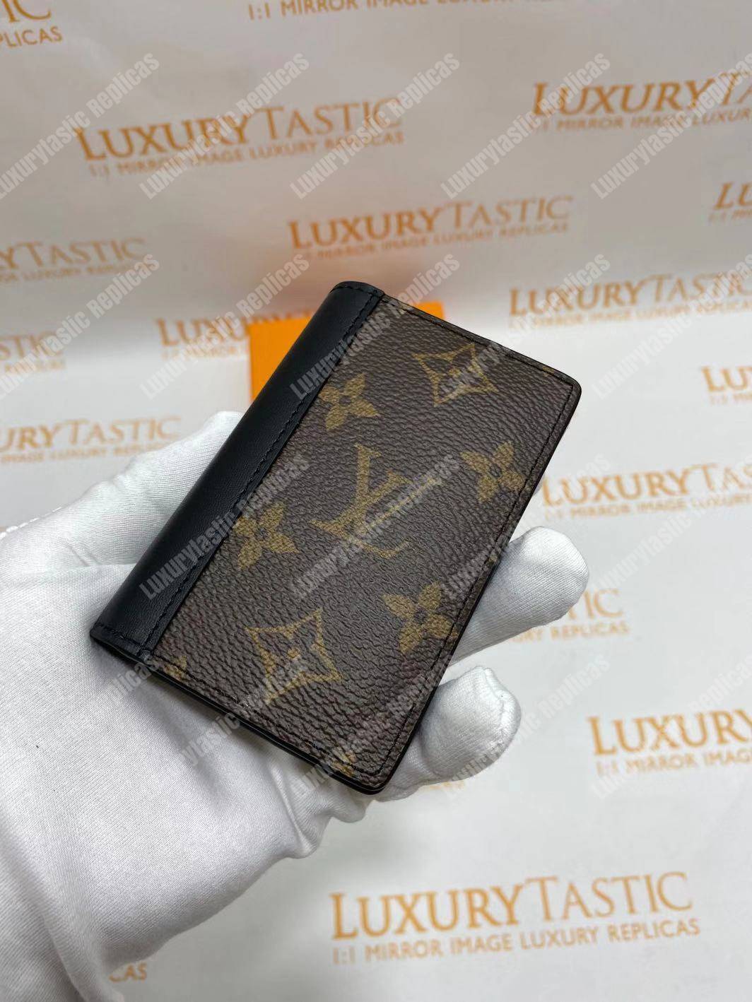 LV Pocket Organizer Monogram Macassar Canvas Black