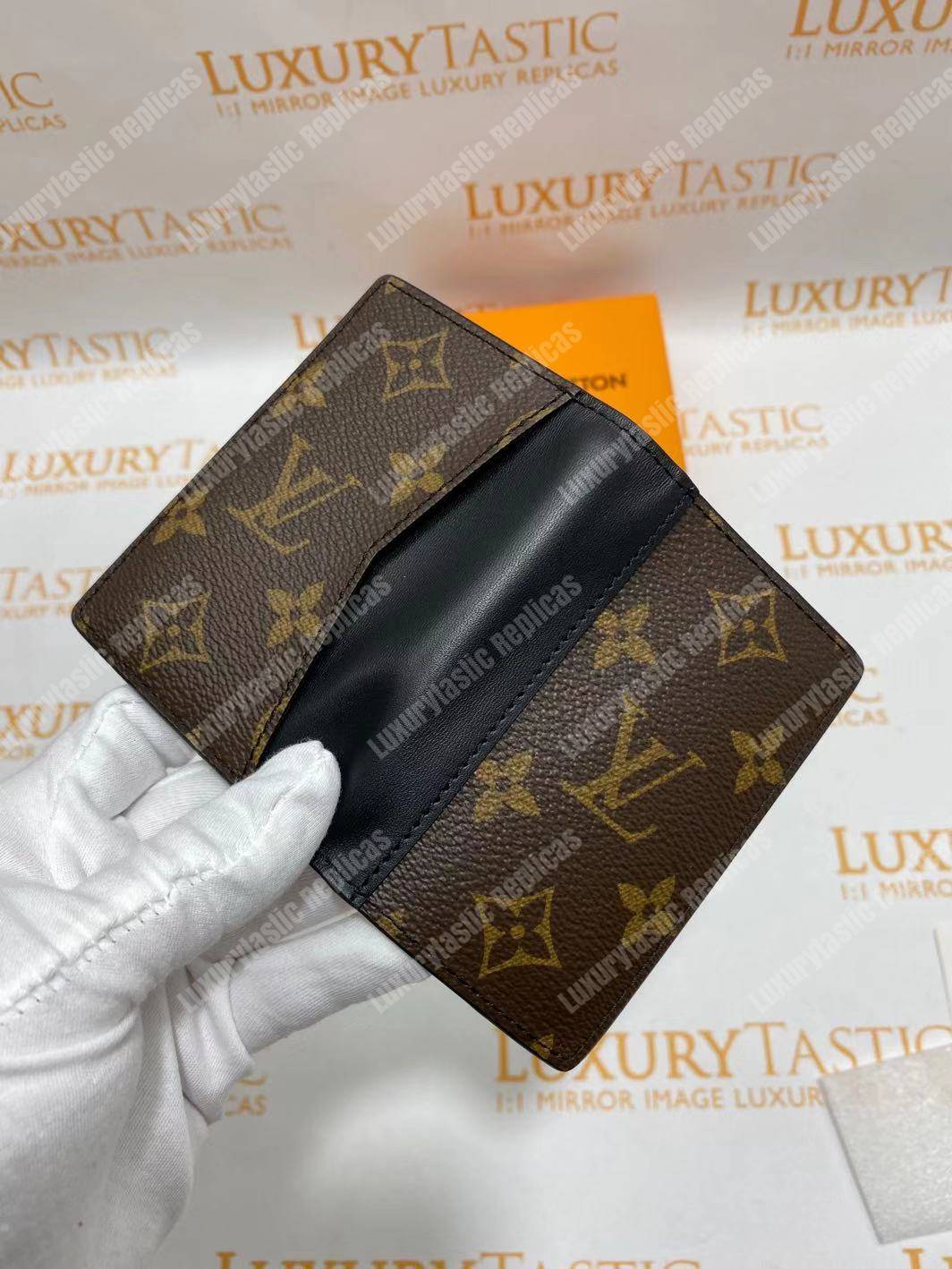 LV Pocket Organizer Monogram Macassar Canvas Black