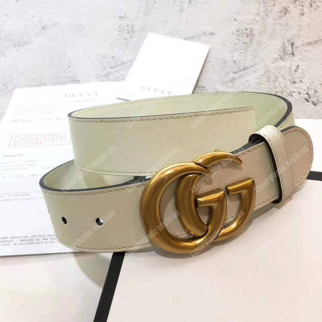 G*u*i leather belt with double g buckle white