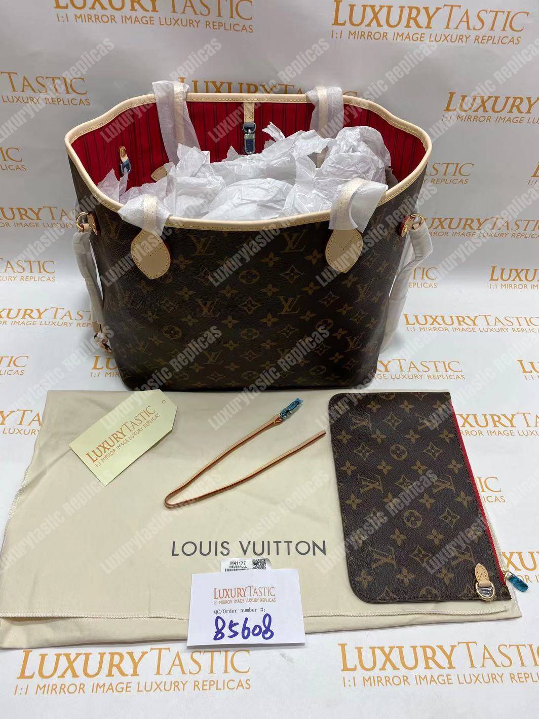 LV Neverfull MM Monogram Cherise