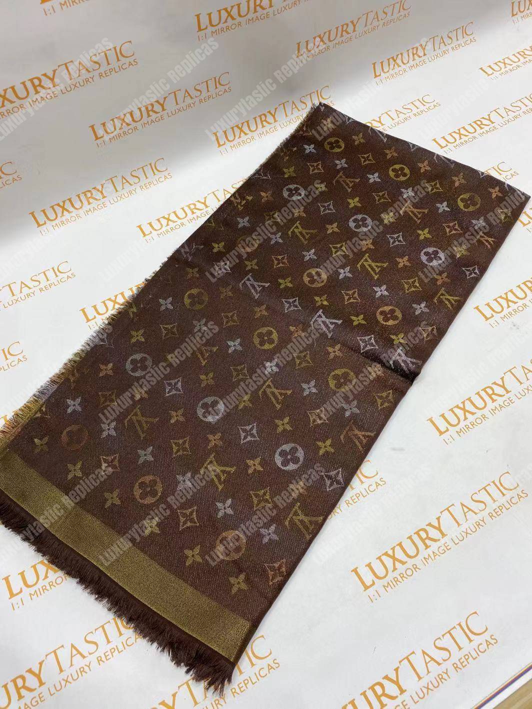 LV Monogram Shine Shawl Brown