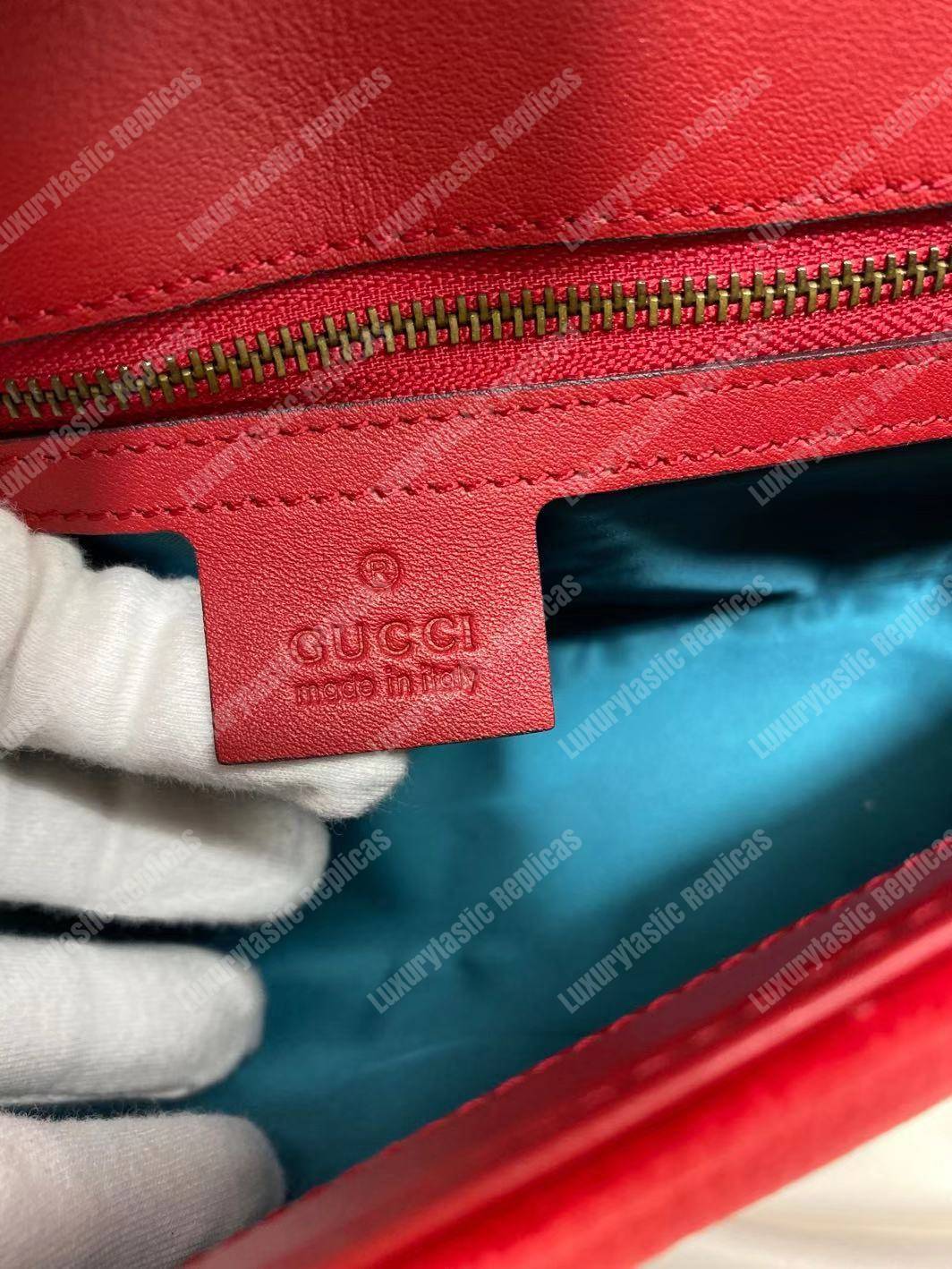 G*u*i gg marmont velvet shoulder bag red