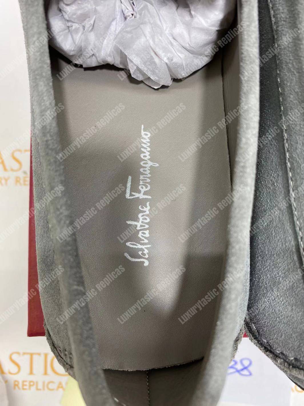 Salvatore Ferragamo Gancini Driving Shoe Gray