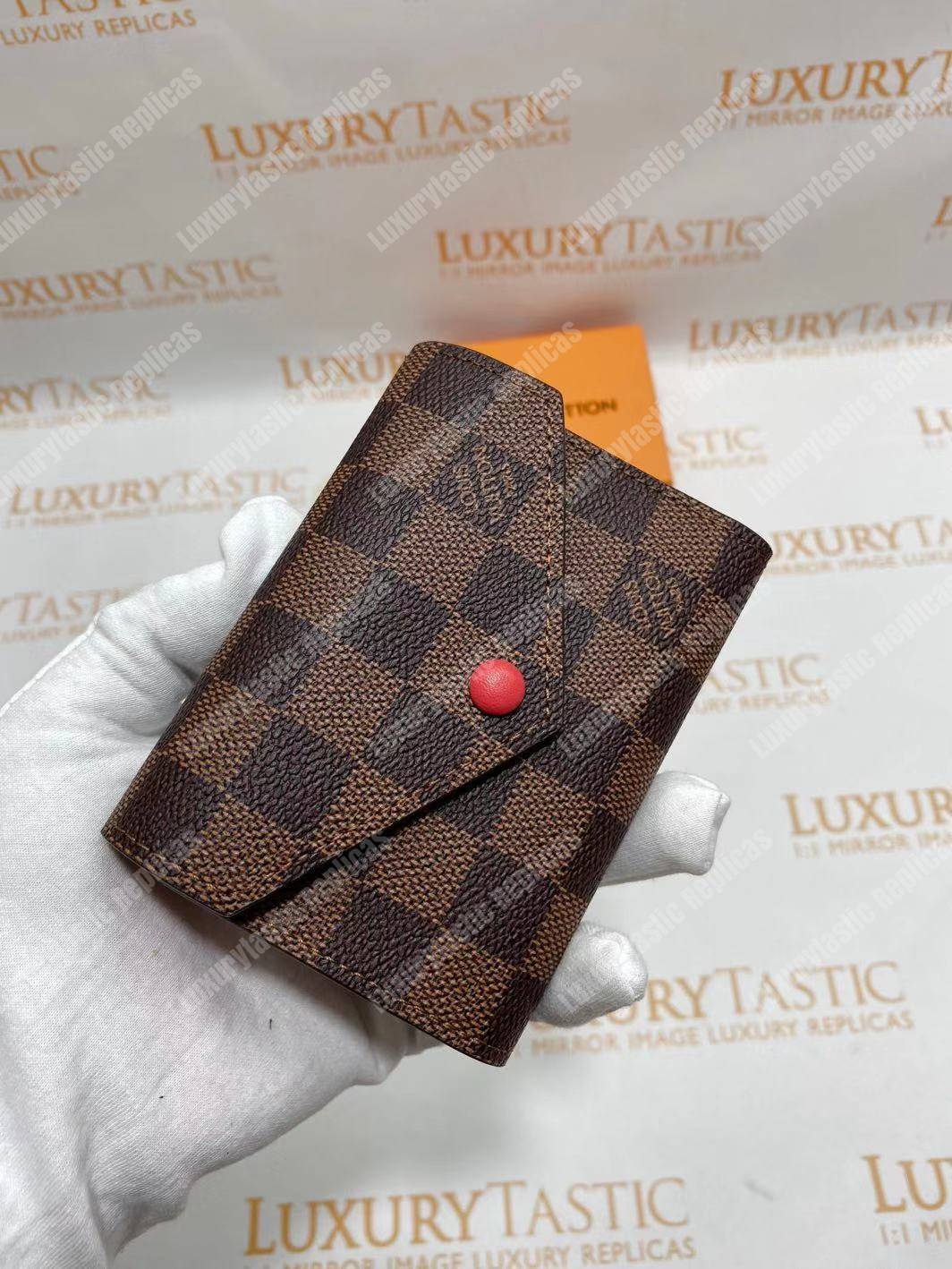 LV Victorine Wallet Damier Ebene Cerise Red