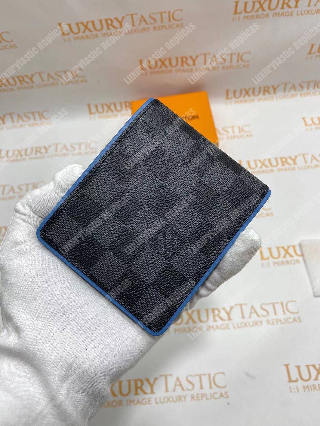 LV Multiple Wallet Damier Graphite Canvas Blue Neon