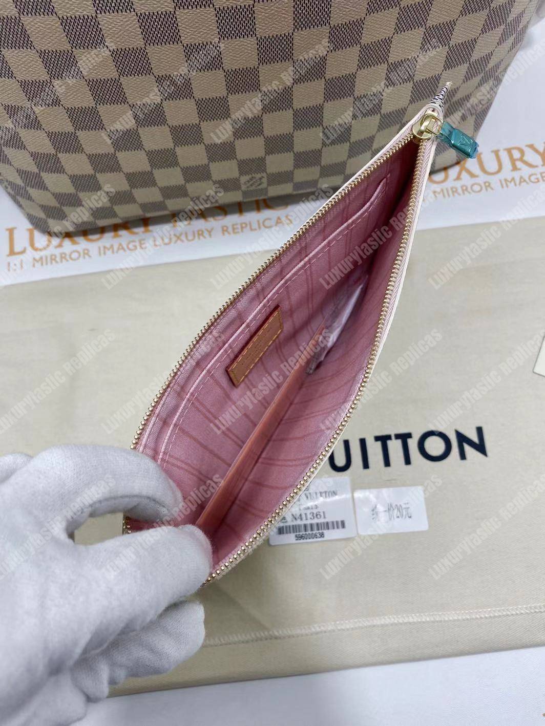 LV Neverfull MM Damier Azur Rose Ballerine