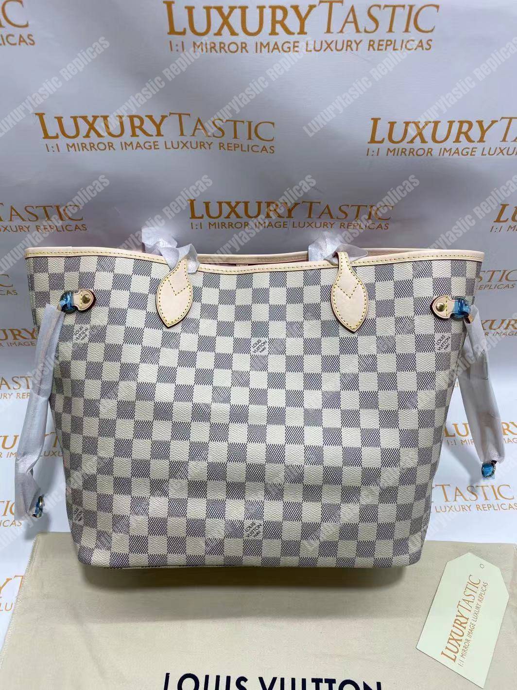 LV Neverfull MM Damier Azur Rose Ballerine