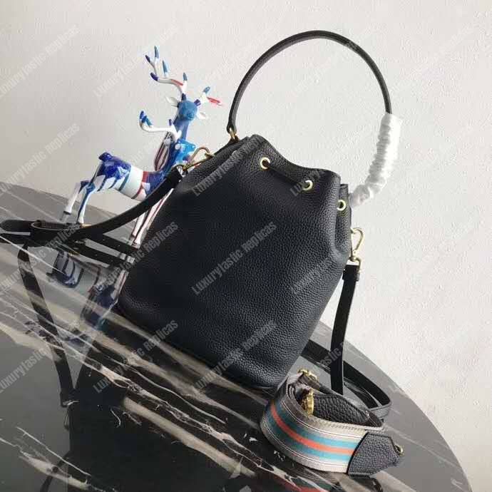 Pra*a leather bucket bag black