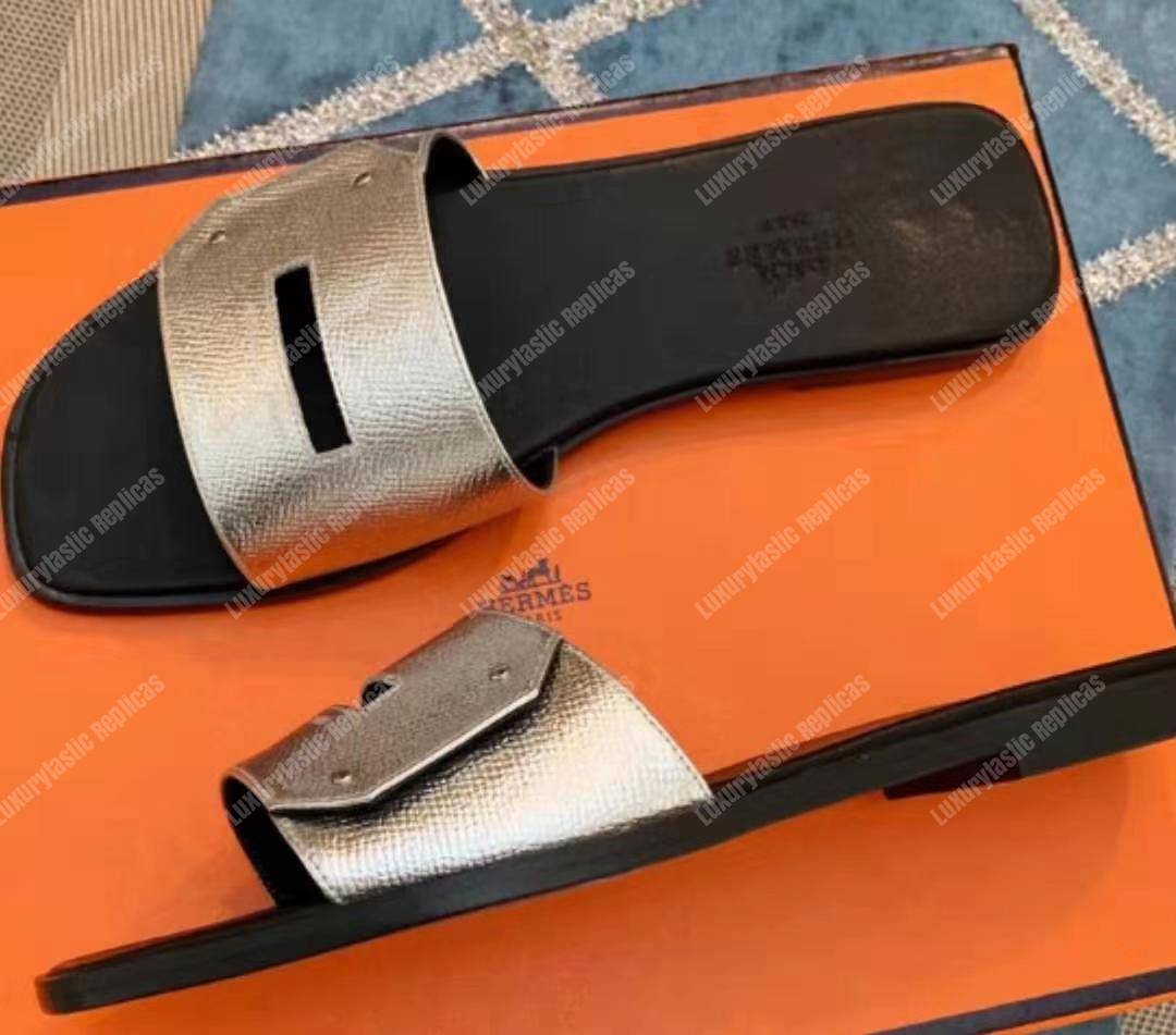 H**mes view sandals gris argenté vieilli