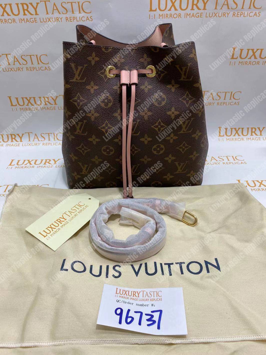 LV NéoNoé Monogram Bucket Bag Rose Ballerine