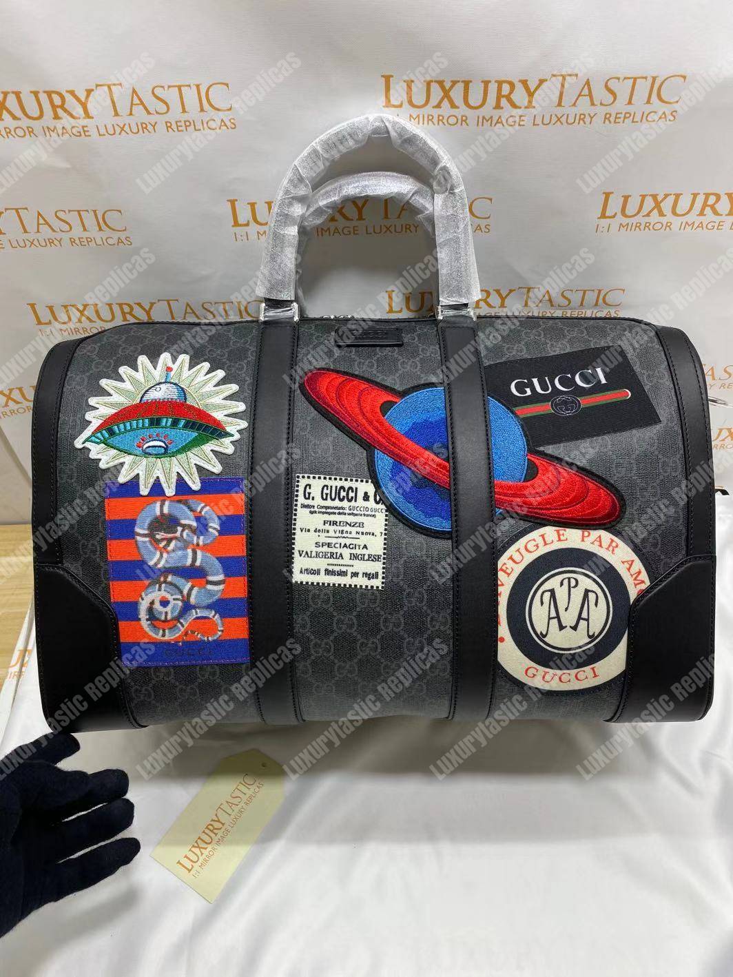 G*u*i night courrier soft gg sup*e carry-on duffle