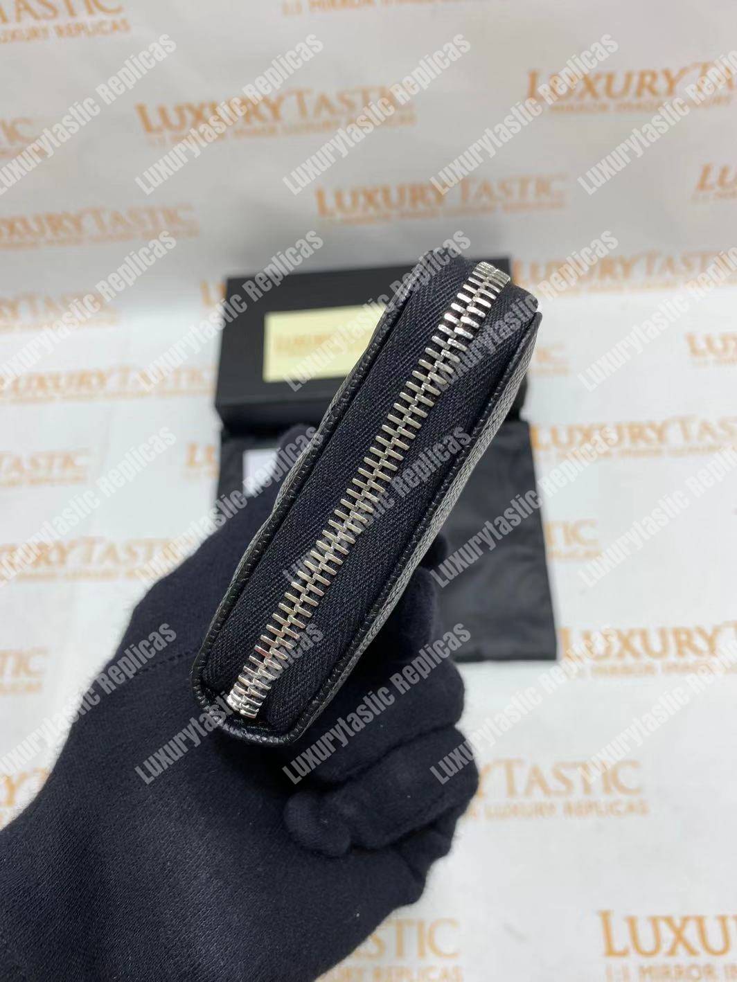 Saint Laurent Monogram Zip Around Wallet Black Grain De Poudre