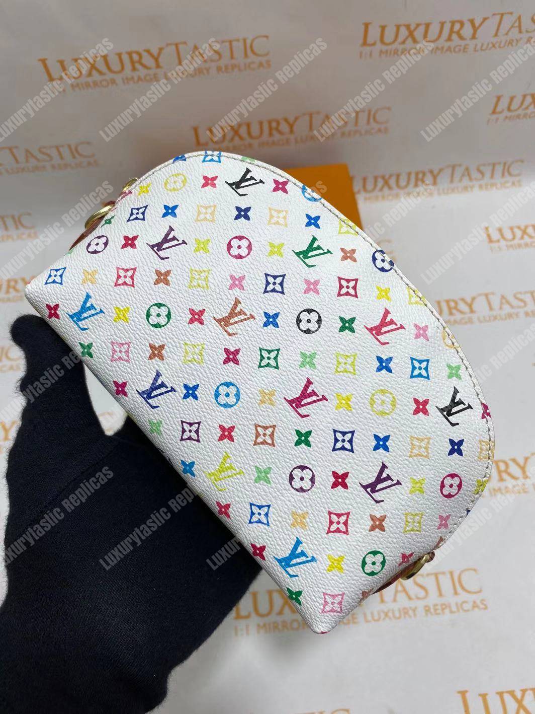 LV Multicolor Cosmetic Pouch GM White