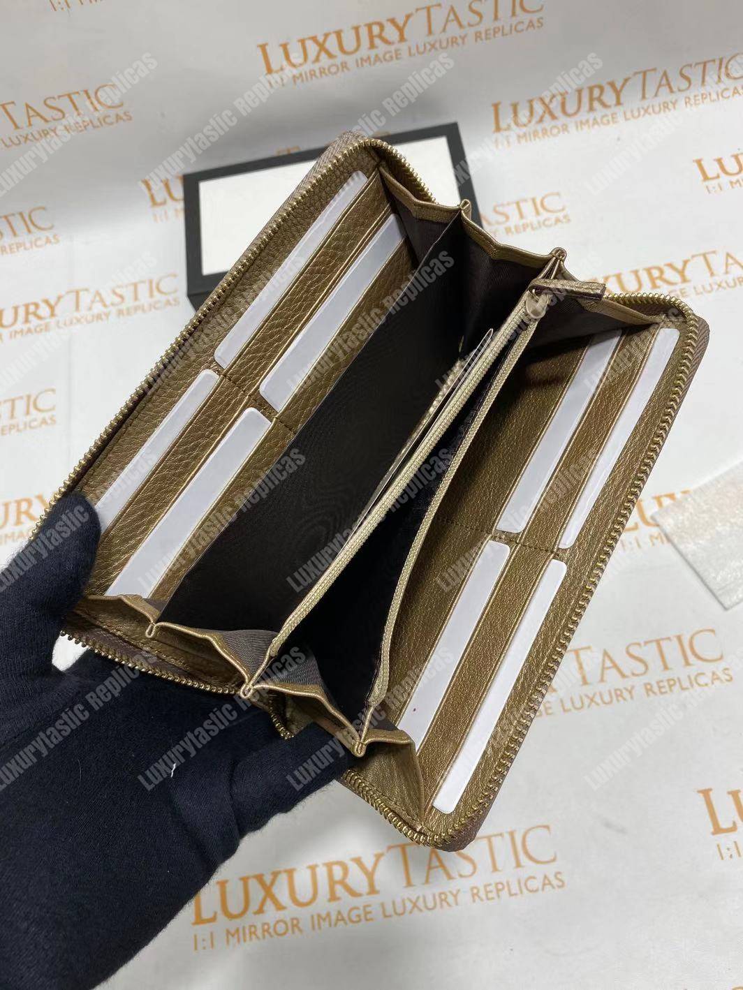 G*u*i soho zip around wallet gold