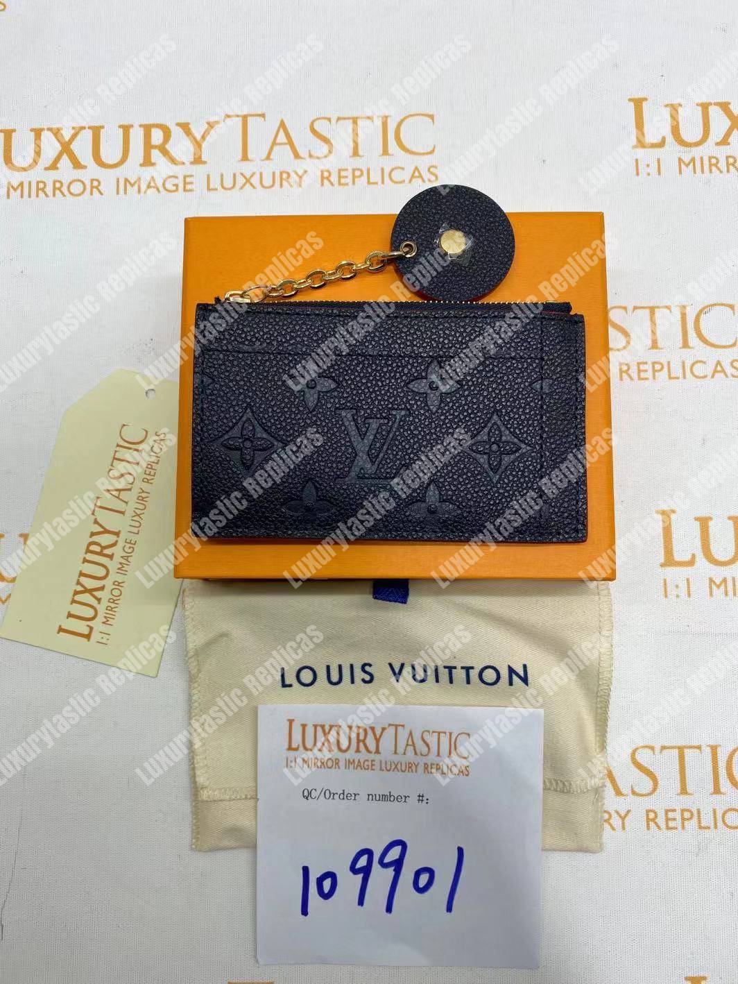 LV Zipped Card Holder Monogram Navy Red