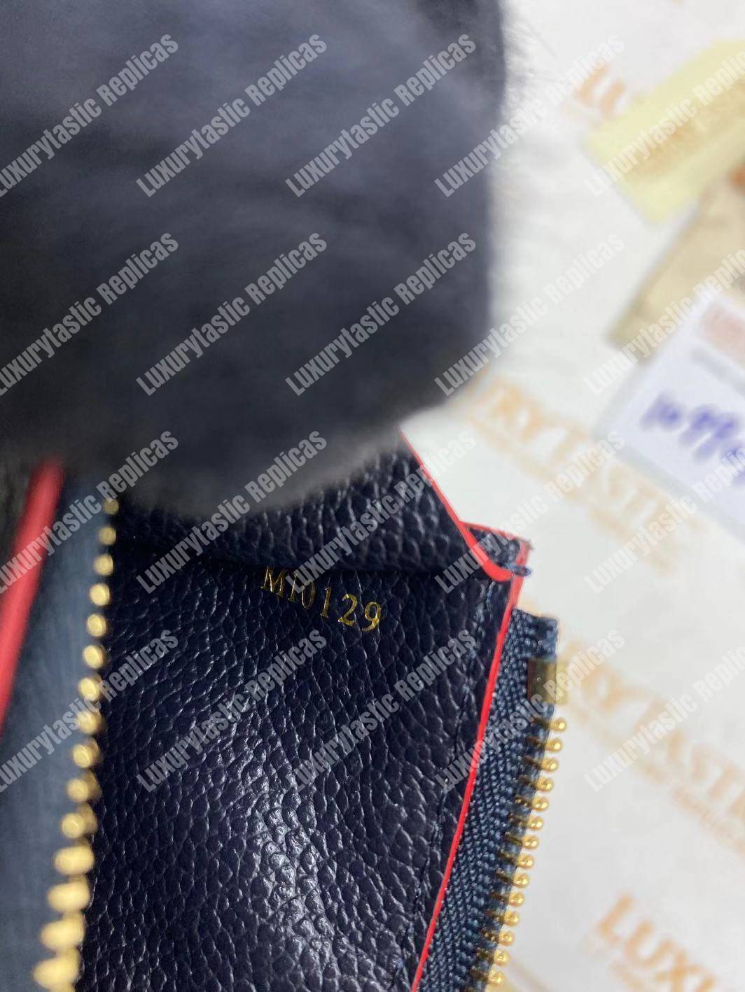 LV Zipped Card Holder Monogram Navy Red