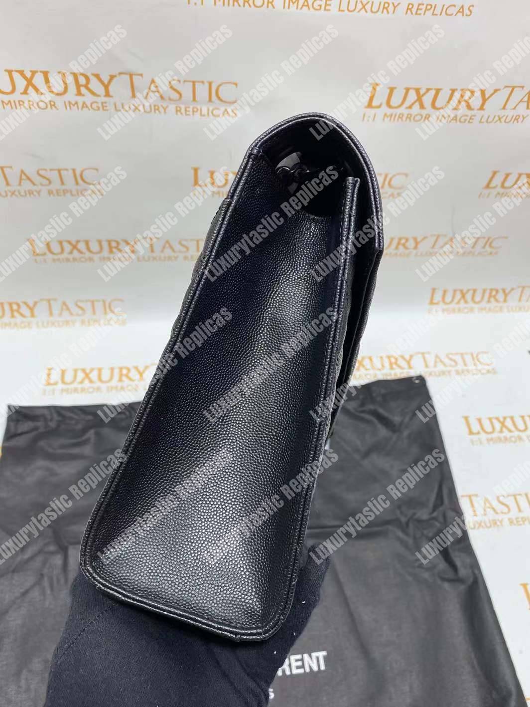 Saint Laurent Envelope Medium Bag Mix Matelassé Grain De Poudre Embossed leather Black Black-Toned