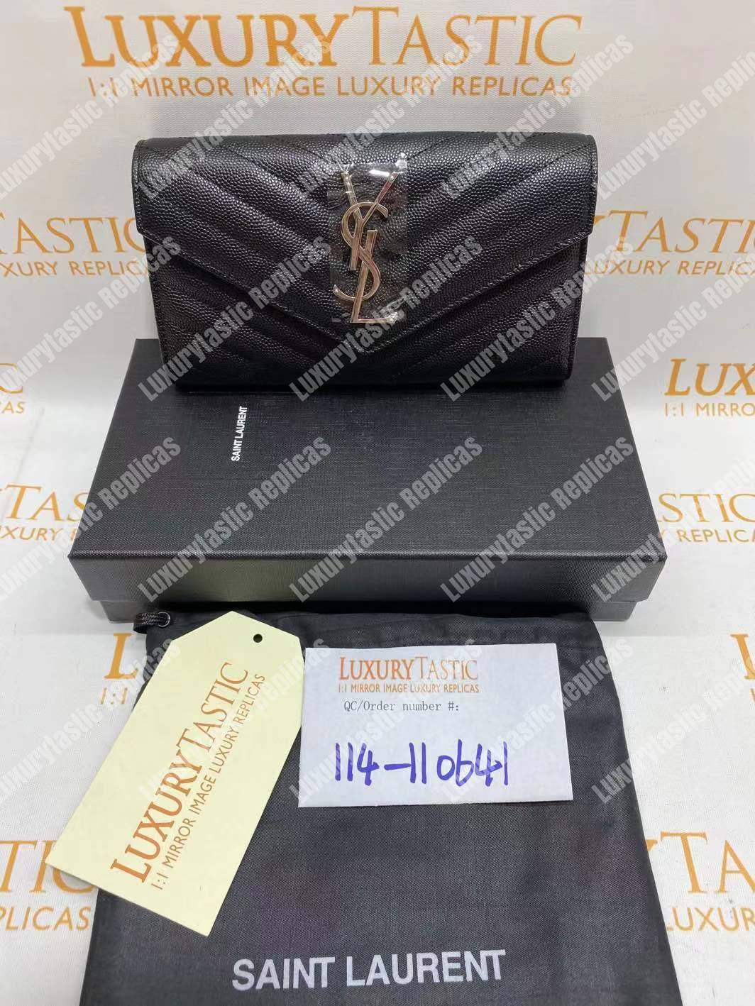 Saint Laurent Monogram Large Flap Wallet Black De Poudre