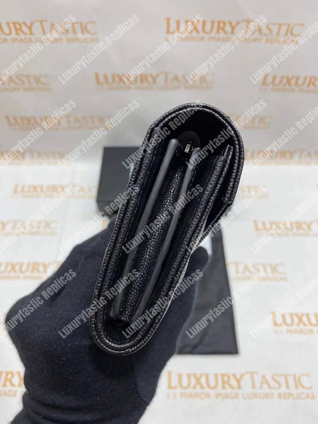 Saint Laurent Monogram Large Flap Wallet Black De Poudre